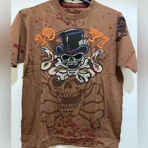 Edward Dada Vintage T-Shirt Brown Color Embroidered & Screen Print Graphic - New
